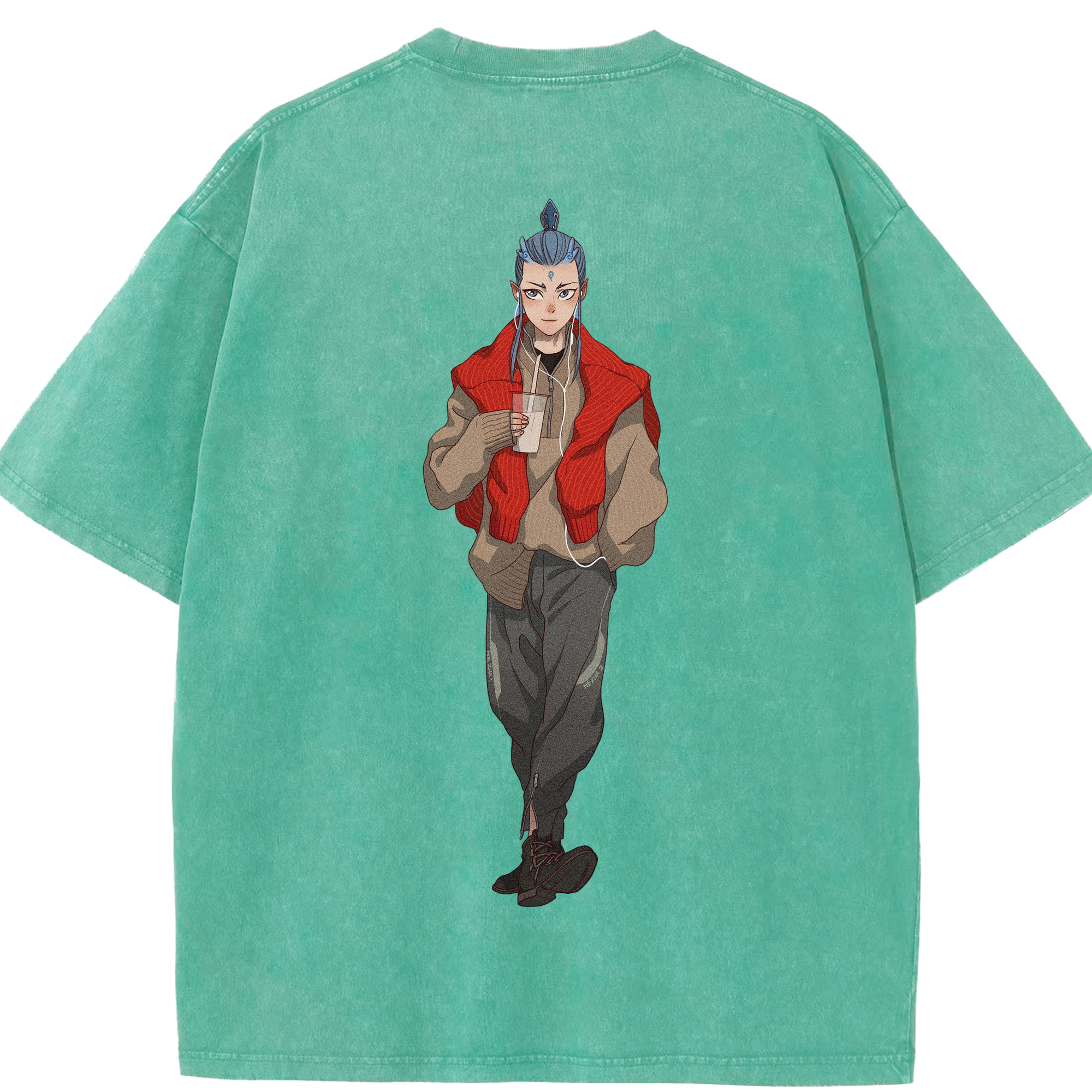 （画像用） Ne Zha 2 ナタ 魔童の大暴れ 綿100% ヴィンテージ風 半袖Tシャツ（背面プリント）